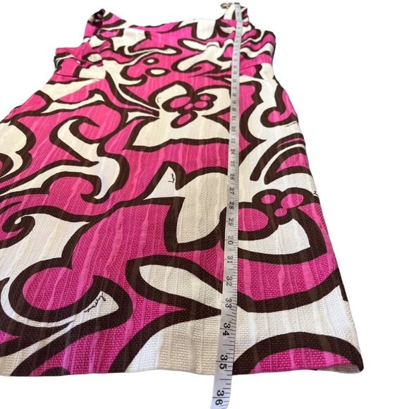 Milly of New York Dress Sleeveless Shift Size 8 Pink White Brown Print USA Made - Picture 9 of 13